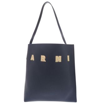 Marni Navy Leather Tote Bag (Pre-Owned)
