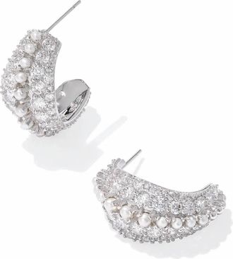 Kendra Scott Womens Krista Hoop Earrings In White Mix/ Silver