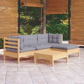 vidaXL Juego De Muebles De Jard&iacute;n 5 Pzas Y Cojines Madera De Pino Vidaxl