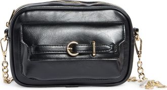 Madden Girl Crinkle Faux Leather Camer Bag in Black at Nordstrom Rack