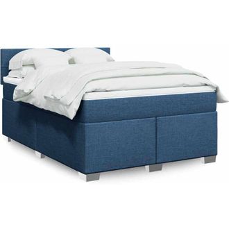 vidaXL Cama Box Spring Con Colch&oacute;n Tela Azul 140x190 Cm Vidaxl