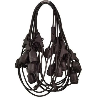 OEM Guirnalda De Luces Exteriores Negras De 10 M - 20 Portal&aacute;mparas E27 - Grado De Protecci&oacute;n Ip44 - Cable Redondo De Goma Resistente A La Intemperie -cre