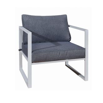 Petits Meubles Sill&oacute;n de jard&iacute;n aluminio, polywood, poli&eacute;ster blanco gris