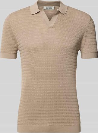Drykorn Drykorn Slim Fit Strick-Poloshirt mit Strukturmuster Modell BRAIAN in Beige, Gr&ouml;&szlig;e XXL