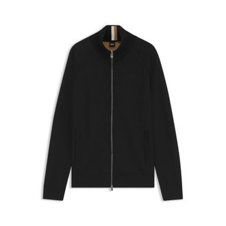 BOSS Virgin-wool cardigan with zip front