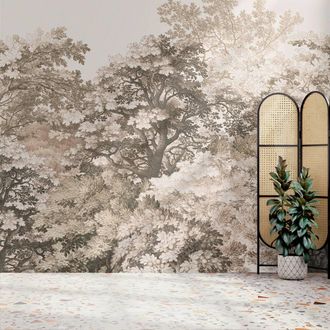 Superfresco Easy Forest Canopy Oatmeal Print To Order 3m x 2.8m Mural in Beige