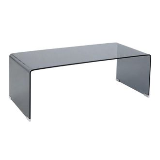Oviala Mesa de centro de 110 cm de largo en vidrio templado negro