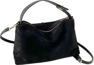 Generic Women Suede Shoulder Bag Adjustable Strap Hobo Purse With Inner Pocket Satchel Zipper Clutch For Work Travel(Black)