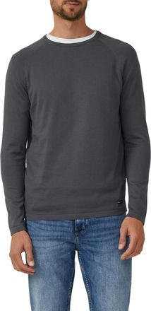 s.Oliver Rundhalspullover S.OLIVER, Herren, Gr. 3XL, dunkelgrau, Strick, Obermaterial: 100% Baumwolle, unifarben, regular fit normal, Rundhals, Raglan&auml;rmel, Pu