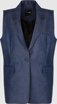 Jeanne Vouland Blazer Kos Sans Manches Denim Bleu Indigo