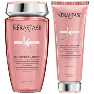 Kerastase Womens K&eacute;rastase Chroma Absolu Duo: Bain Riche Shampoo 250ml & Fondant Cica Conditioner 200ml - One Size
