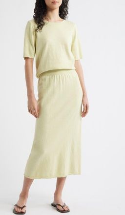 Free People Isabella Cotton & Linen Knit Sweater & Maxi Skirt Set in Lemongrass at Nordstrom, Size X-Large