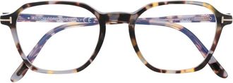 Tom Ford Eyewear tortoiseshell-effect round-frame glasses - unisex - Acetate - 50 - Brown