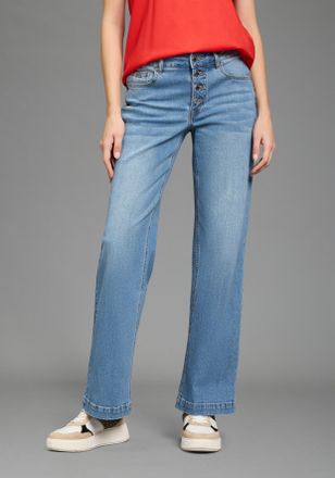 Bruno Banani Weite Jeans BRUNO BANANI, Damen, Gr. 34, N-Gr, light blau used, Denim/Jeans, Obermaterial: 98% Baumwolle, 2% Elasthan, unifarben, weit lang, Jeans Wei