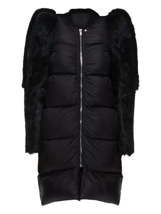 Rick Owens fur-trimmed quilted coat - Black