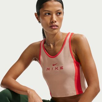 Nike Womens Nike Sportswear Tight Graphic Tank Top in Brown | IF0552-286