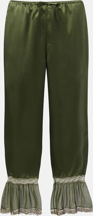 Saint Laurent Lace-trimmed silk satin straight pants