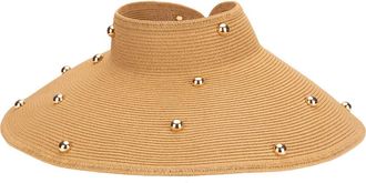 San Diego Hat Company Bead Accent Packable Wide Brim Visor in Natural at Nordstrom Rack