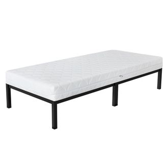 ML Design Ml-design - Cama De Estructura Metalica Negra 90x200 Cm Sobre Marco De Acero Inoxidable Con Colch&oacute;n De Espuma Fr&iacute;a 16cm De Altura Con Certificaci&oacute;n Oe