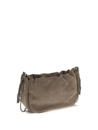 Brunello Cucinelli Womens Suede Shoulder Bag Taiga Calf Leather Bos Taurus