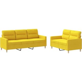vidaXL Vidaxl - Juego De Sof&aacute;s Con Cojines 2 Piezas Tela Amarillo Claro