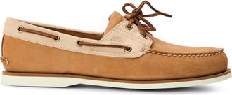 Timberland Mens Classic Dark Green Lace-Up Boat Shoes in Med Beige - Size UK 10.5