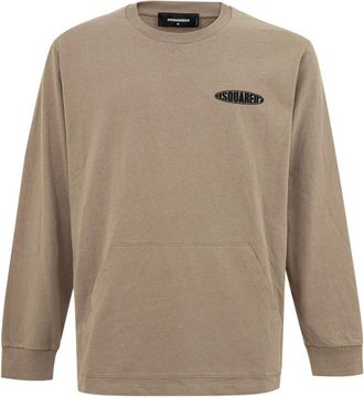 Dsquared2 Long Sleeve Logo T-Shirt - Heren - Longsleeves - Beige - M - Katoen - Tops