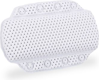 Relaxdays Relaxdays - 10 Almohadas Ba&ntilde;era Con Ventosas, Cojines Ba&ntilde;o, Reposacabezas, Gomaespuma, 19,5 X 30,5 X 3,5 Cm, Blanco