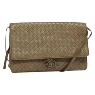 Bottega Veneta Pre-owned Cross Body Bags, female, Beige, Size: ONE SIZE Pre-owned Leather Shoulder Bag