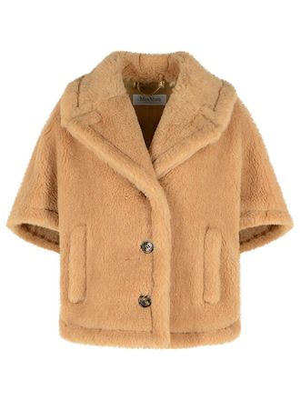 Max Mara Boxy Cape En Teddy De Alpaca Y Cachemire Beige