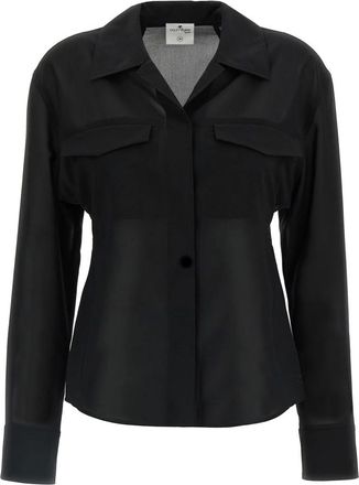 Courrèges Overhemden, Dames, Zwart, S, Katoen, Pocket Shirt