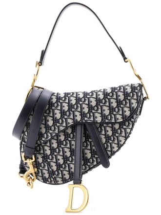 Dior Saddle Handbag with Strap Oblique Canvas Medium shoulder bag - Blu