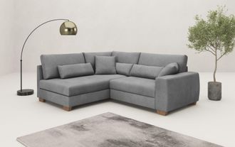 Mr. Couch Ecksofa »Hilla L-Form, bis 140 kg belastbar« mit Taschenfederkern, wahlweise mit Bettfunktion