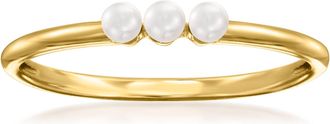 RS Pure by Ross-Simons 2-2.5mm Cultured Pearl Trio Ring in 14kt Yellow Gold