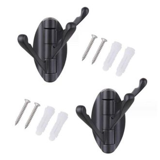 OEM Percheros Giratorios De Pared De Acero Inoxidable Negro - Juego De 2 Con 3 Brazos Plegables, Perchas Y Toalleros