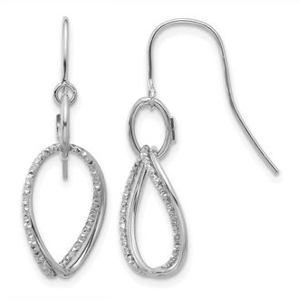 Diamond2Deal 10K White Gold Shepherd Hook Drop Danlge Earrings