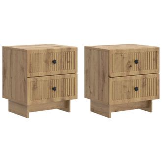 vidaXL Armario De Noche 2 Pcs Roble Artesanal 43 X 34,5 X 47,5 Cm Vidaxl