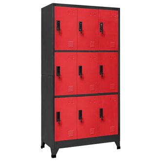 vidaXL Vidaxl - Taquilla De Acero Gris Antracita Y Rojo 90x45x180 Cm