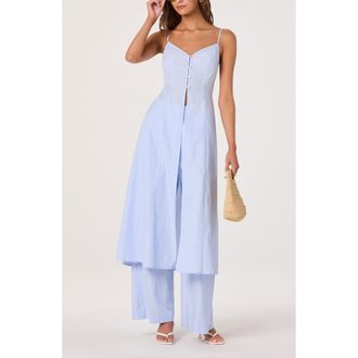 ASTR the Label Rena Longline Sleeveless Tunic in Blue Pinstripe at Nordstrom, Size X-Small