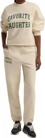 Favorite Daughter Cropped Collegiate Sweatshirt In Gardenia/emerald