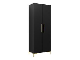 Mirjan24 Mobilier1 - Armario Tivsoa 109, Negro + Dorado, 196x74x44cm, Puertas De Armario: Con Bisagras, N&uacute;mero De Estantes: 0