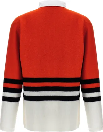 Wales Bonner Striped Wool Knit Polo Shirt - Red