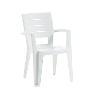 Siediti Fuori e Dentro Set de 4 sillas apilables de resina con reposabrazos blancas