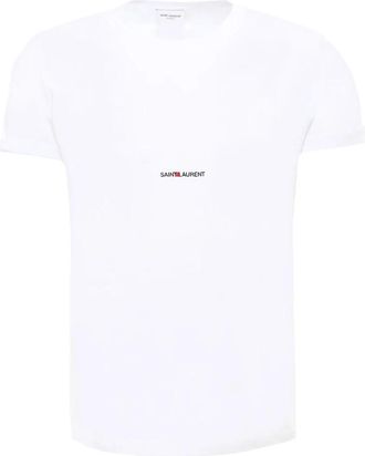 Saint Laurent Rive Gauche T-shirt - Heren - T-shirts - Wit - 2XL - Katoen - Tops