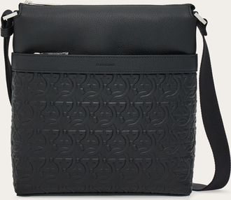 Ferragamo Men Embossed Gancini messenger bag Black