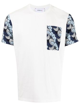 Ports V floral-print panelled T-shirt - unisex - Cotton - S - White