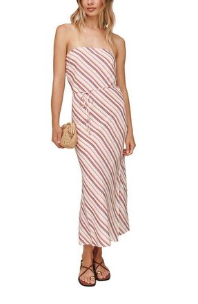 Bella Dahl Stripe Strapless Linen Blend Maxi Dress in Sunset Stripe at Nordstrom, Size X-Small