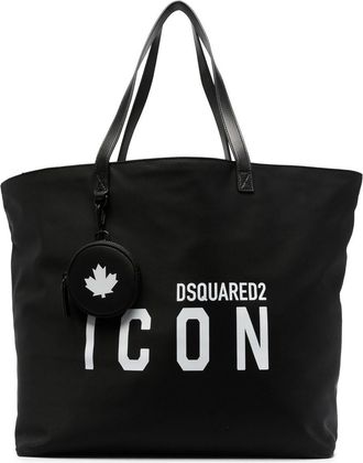 Dsquared2 logo-print tote bag - women - Bovine Leather (top grain)/Polyamide/Polyamide - One Size - Black