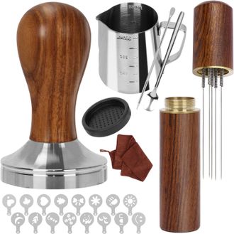 OEM Juego De 23 Piezas De 58 Mm Para Prensar Caf&eacute;, Ideal Para Baristas, Que Incluye Una Alfombrilla De Espuma Para Cafetera, Un L&aacute;piz Para Arte Latte, Un 
