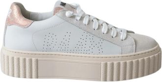 P448 Witte Creeper Sneakers met Rame Details - Dames - Sneakers - Wit - 39 EU - Leer - Schoenen
